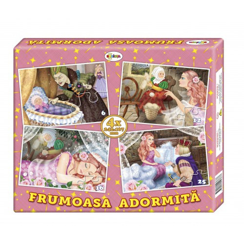 Puzzle Frumoasa adormită (4 imagini în cutie)