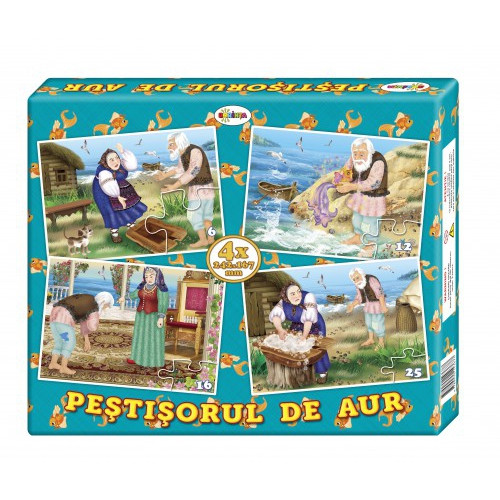 Puzzle Peștișorul de aur (4 imagini în cutie)