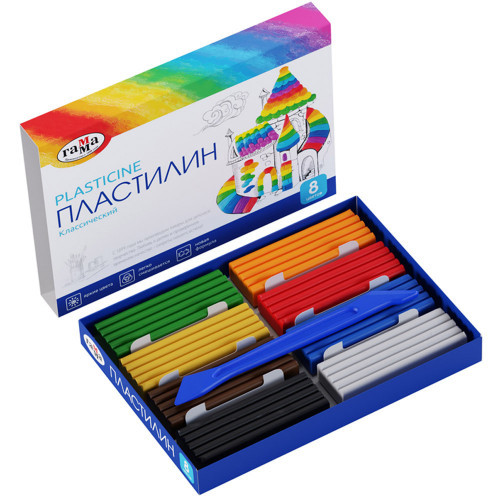 Plastilină GAMMA Clasic 8 culori, 160g, +cuțitaș