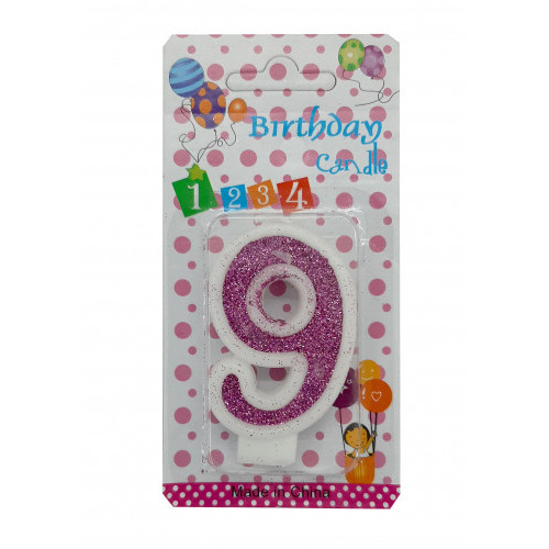 Lumânare cifra 9 Sclipici