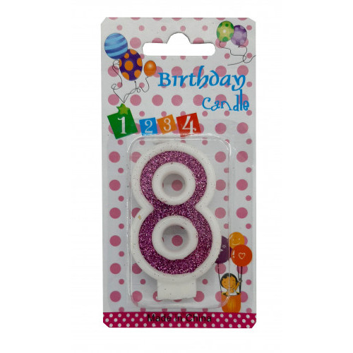 Lumânare cifra 8 Sclipici