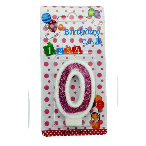 Lumânare cifra 0 Sclipici