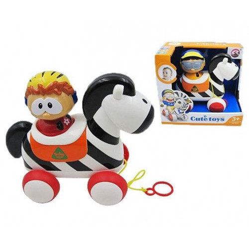 Zebra cu Călăreț, jucarie de tras/împins