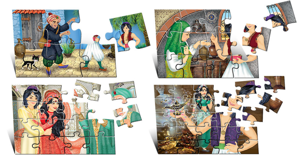 Puzzle Aladin (4 imagini în cutie)