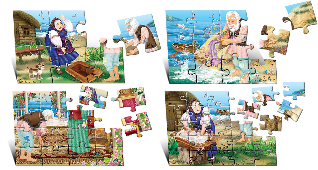 Puzzle Peștișorul de aur (4 imagini în cutie)