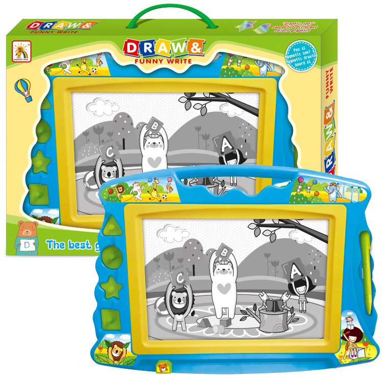 Mega tablă magnetică de scris și desenat cu 4 ștampile