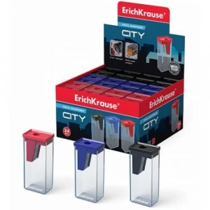 Ascutitoare plastic ErichKrause City, with container, assorted