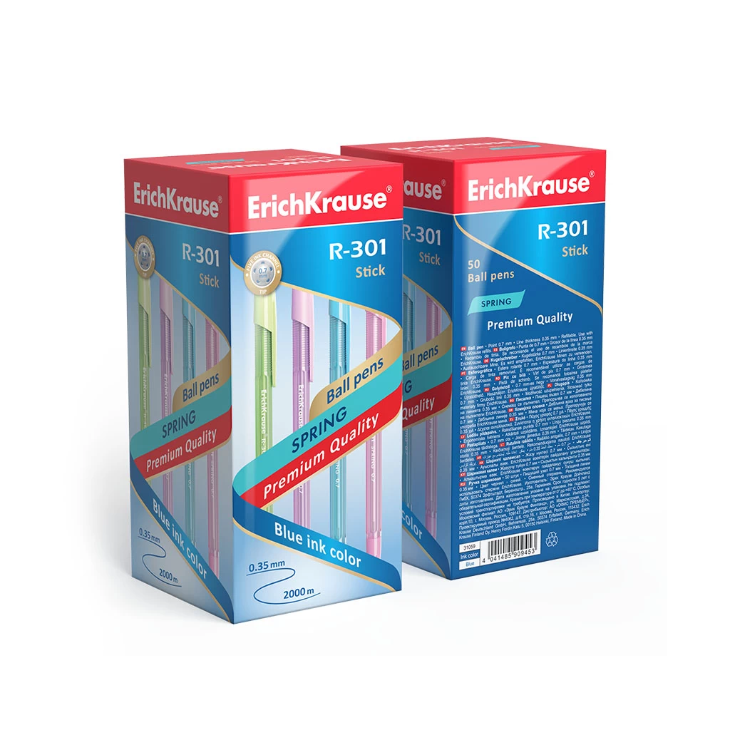 Pix pe ulei  ErichKrause® R-301 Spring Stick&Grip 0.7, ink color: albastru