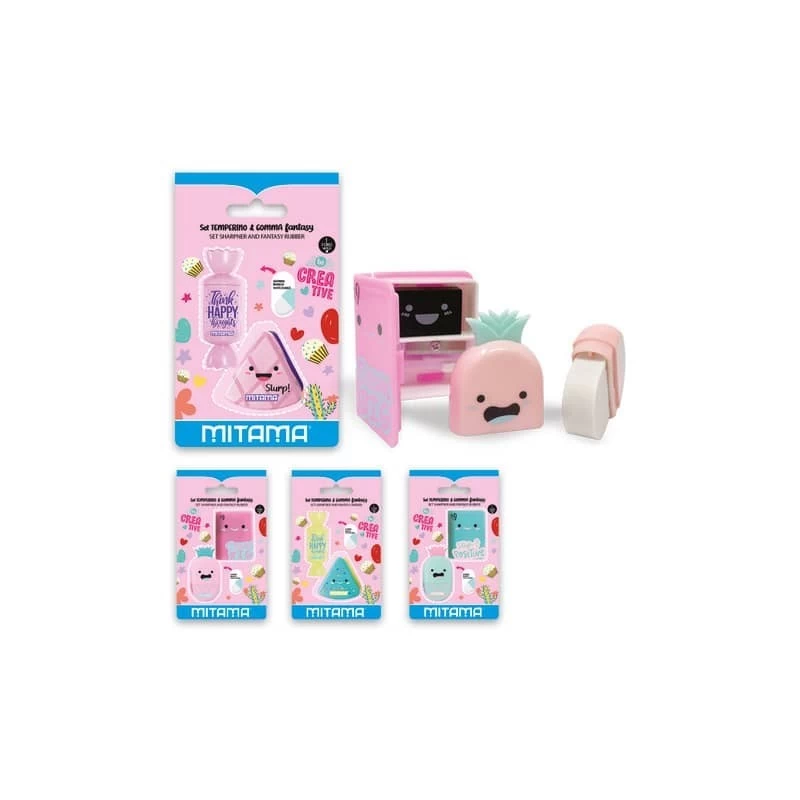 Ascuțitoare dublă cu radieră pu fete, set 2 buc