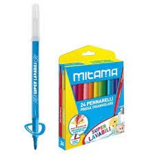 Carioci lavabile triangulare 3 mm, set 24 cul.