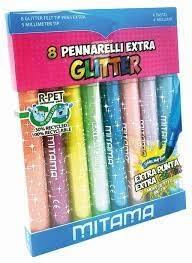 Carioci triangulare Jumbo cu sclipici, set 8 cul