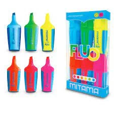 Marker evidentiator Fluo Mini 5.0 mm varf oblic 6 buc