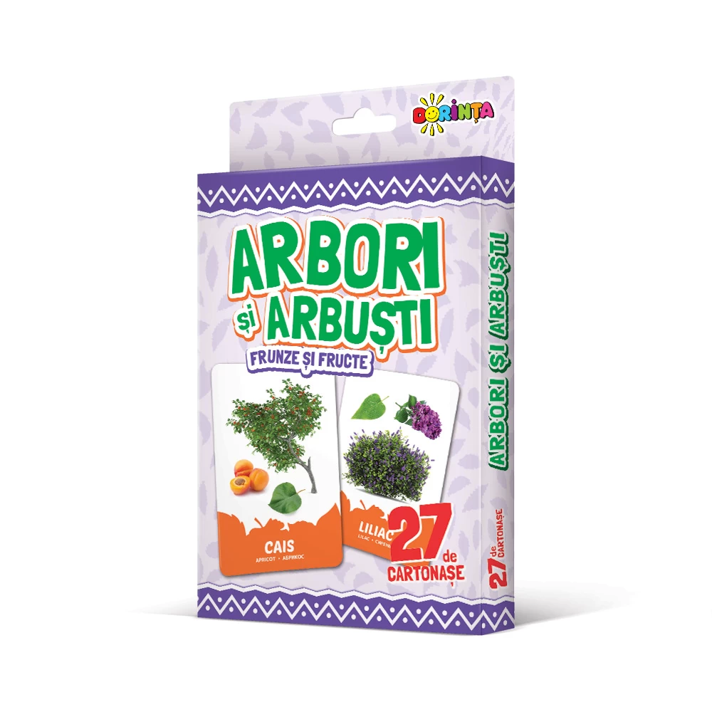 27 de cartonașe. Arbori și arbuști, frunze și fructe