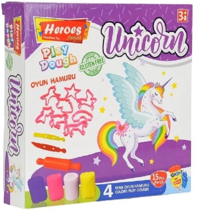 Pasta de modelat set 4 cul+15 forme Unicorn Heroes ERN-586