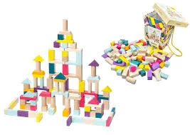 Set de constructie din blocuri de lemn «Cubika 1»(100piese)