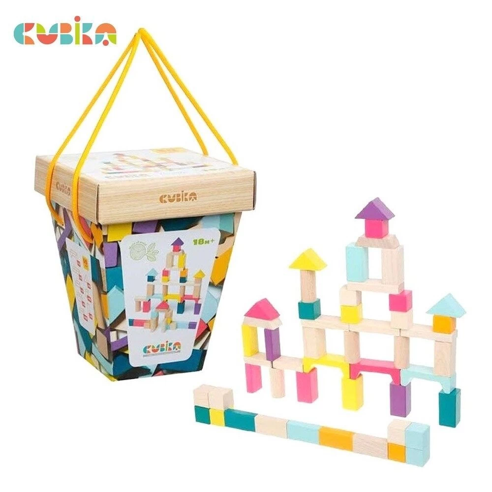 Set de constructie din blocuri de lemn «Cubika 2»(50piese)