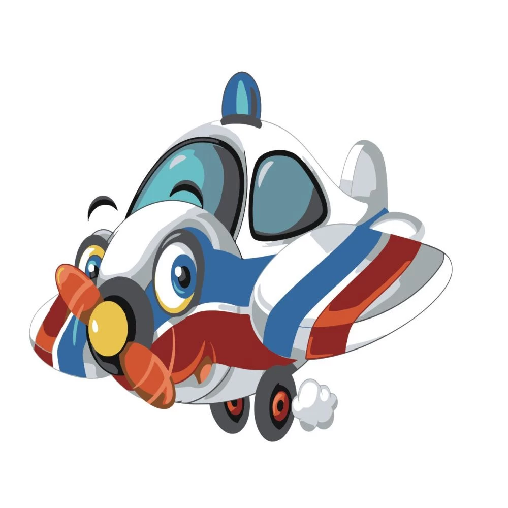 Tablou pe numere 30x30 cm "Avion Politie"/Strateg ES096