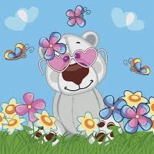 Tablou pe numere 30x30 cm "Urs în Ochelari Roz"