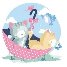 Tablou pe numere 30x30 cm "Pisicuțe în Umbrelă"