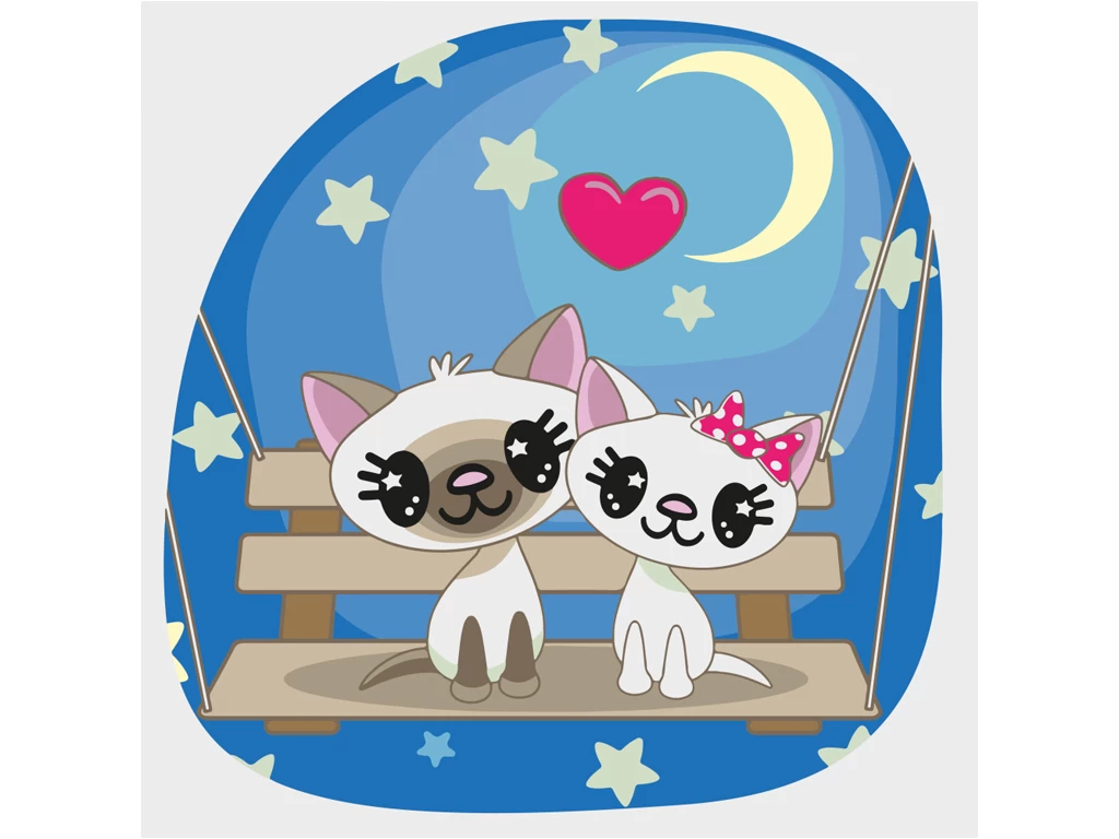 Tablou pe numere 30x30 cm "Pisicute pe Banca"