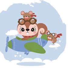 Tablou pe numere 30x30 cm "Soriceii pe Avion"