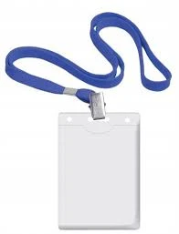 Ecuson plastic 90x58mm vertical cu siret albastru