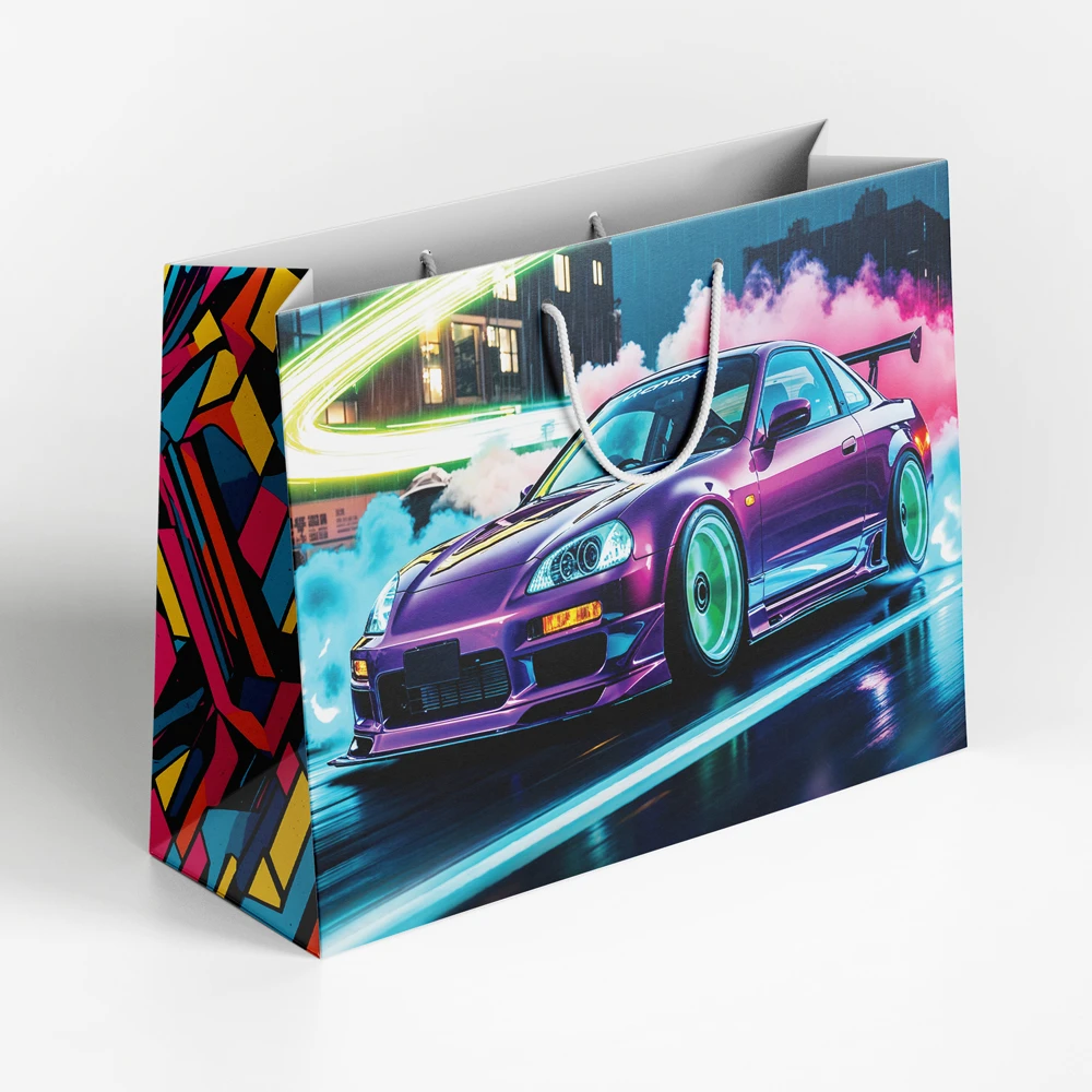 Pungă cadou.  Mașină Sport Neon