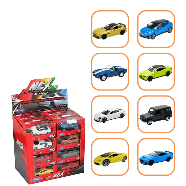 Mașini metalice de colecție 1:34 Welly, 8 -12 modele cu inerție