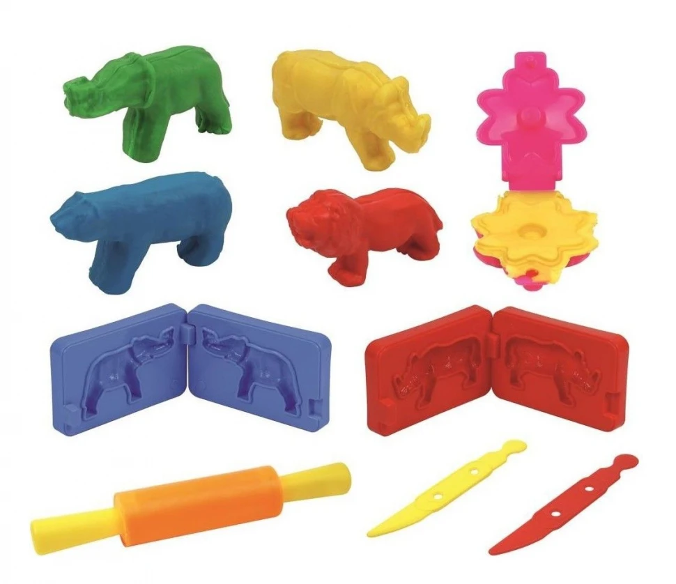 Pastă de modelat set 6 cul+15 forme Animale sălbatice