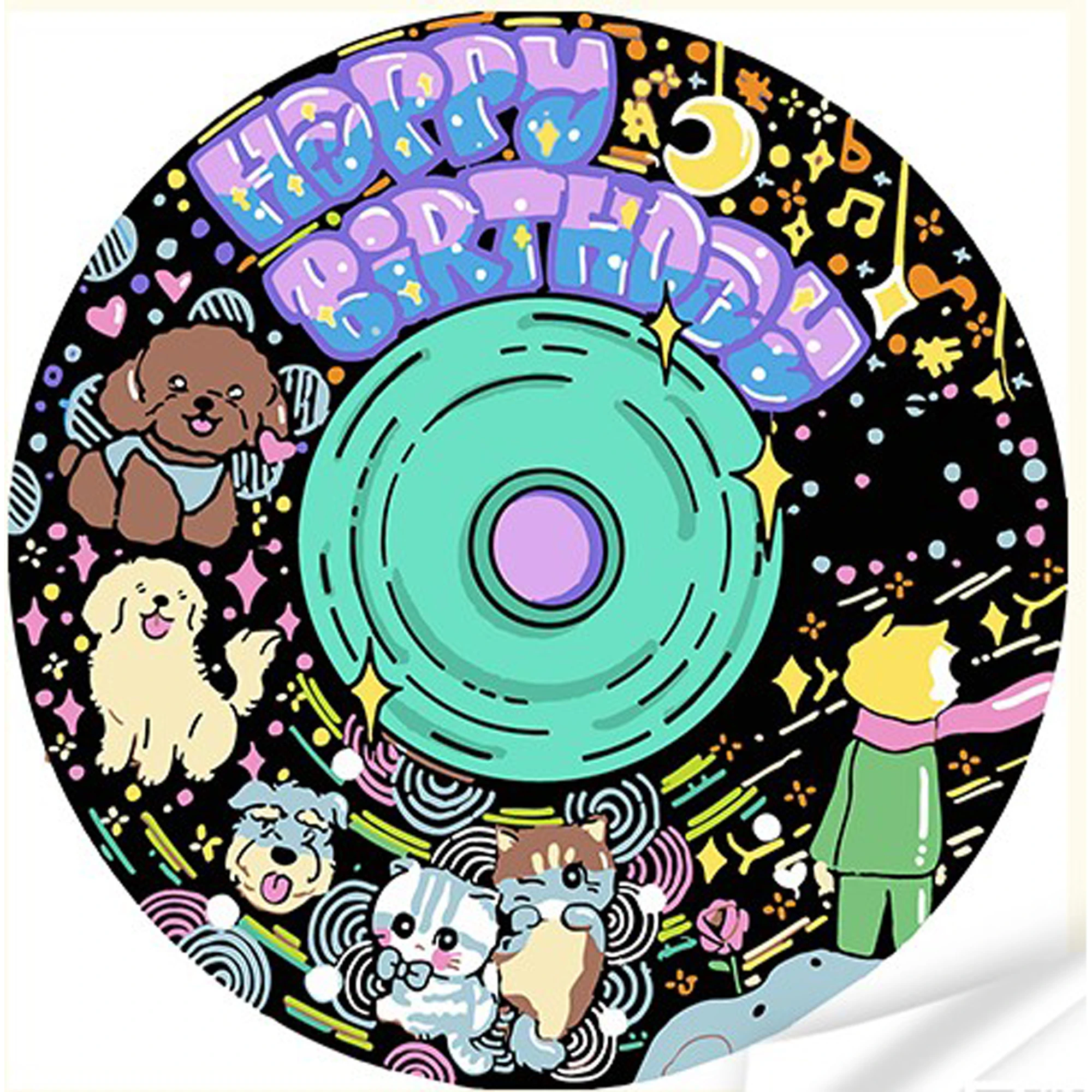 Tablou VINIL pe numere 30x30 cm "Sărbatoare prietenoasă a câinilor și pisicilor"