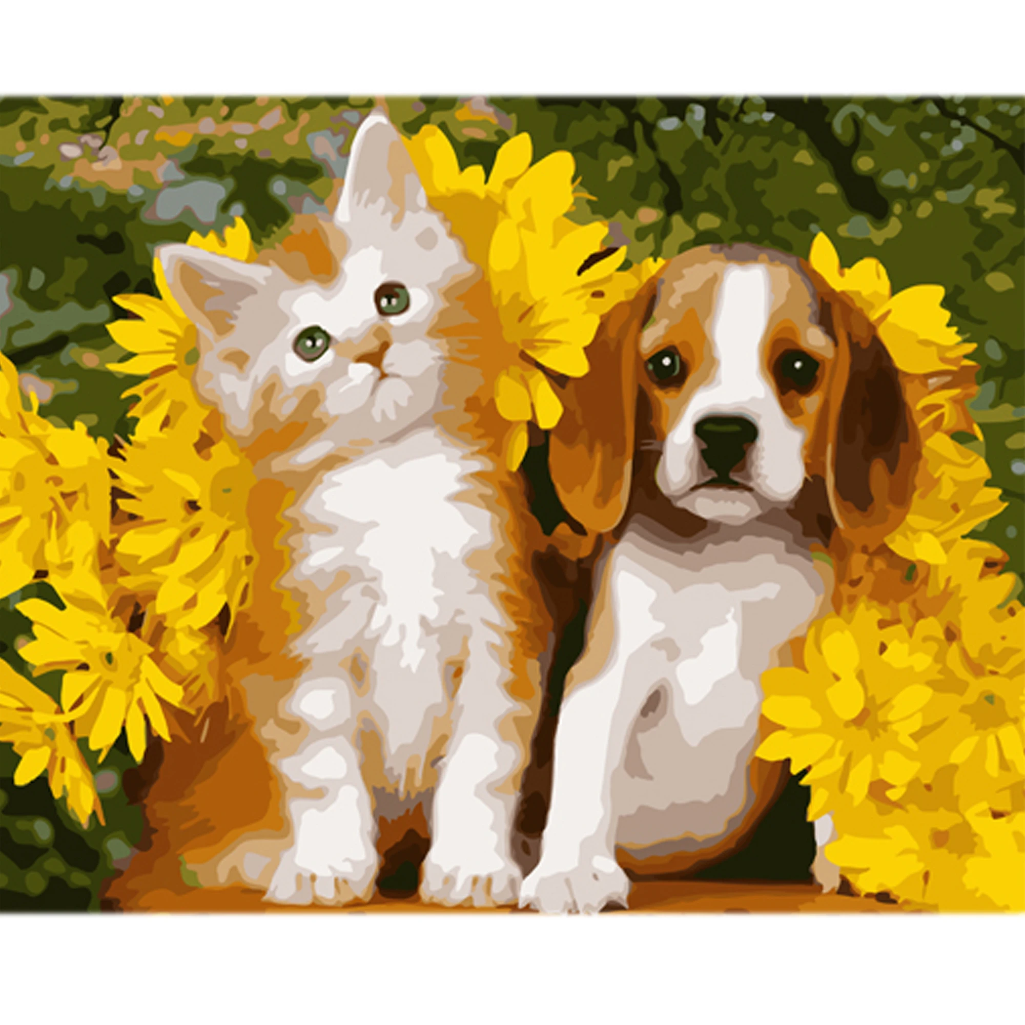 Tablou pe numere  40x50 cm "Câine și pisică"