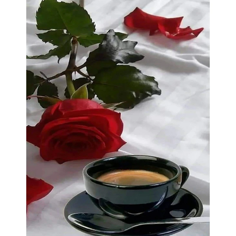 Mozaica cu Diamante 40x50 cm "Cafeaua în pat"