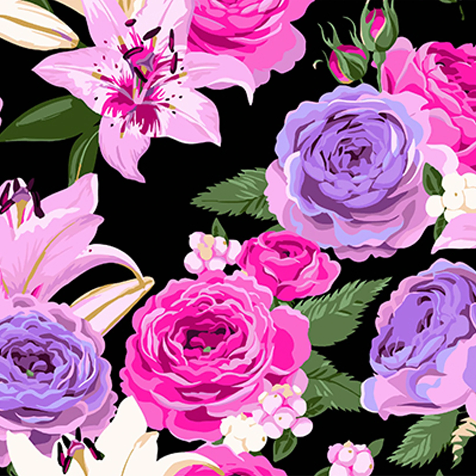 Tablou pe numere 40x40 cm "Fantezie florală"