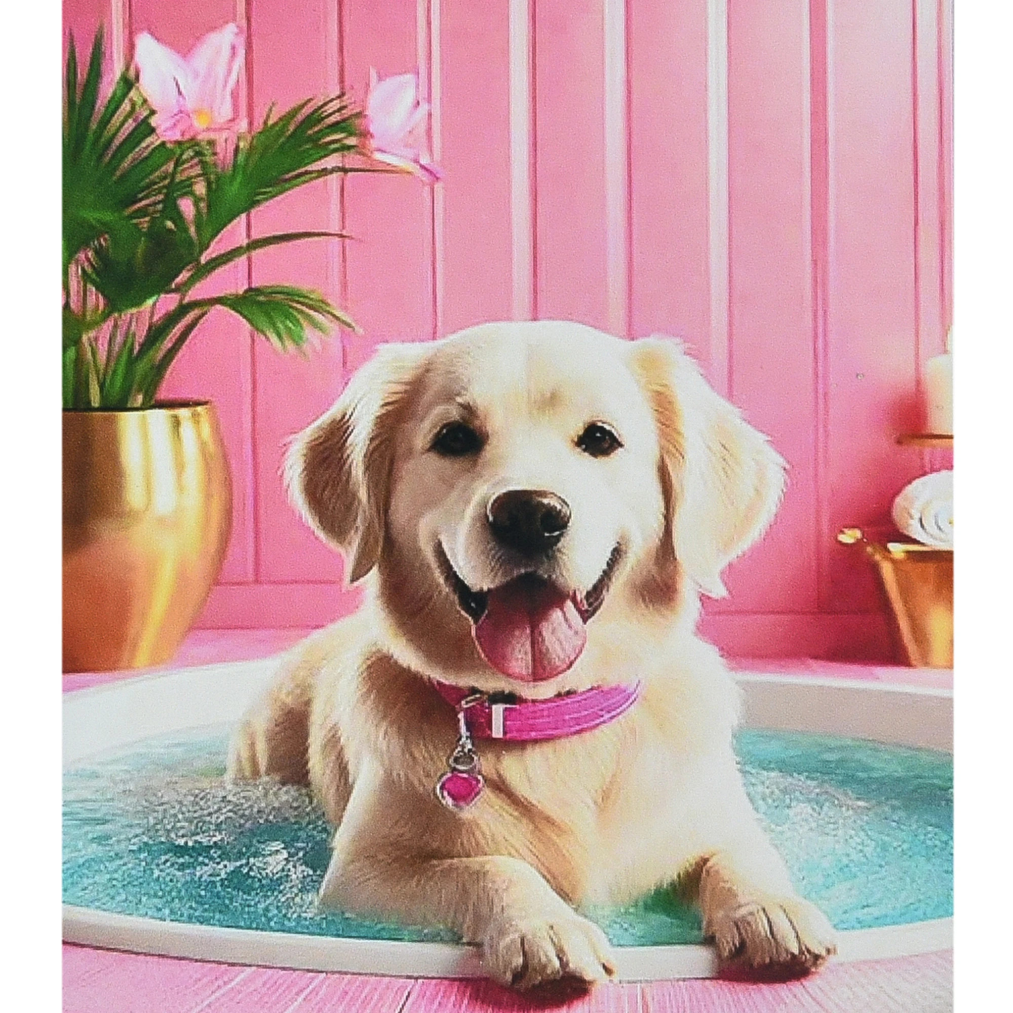 Mozaica cu Diamante 30x40 cm "Câinele în baie"