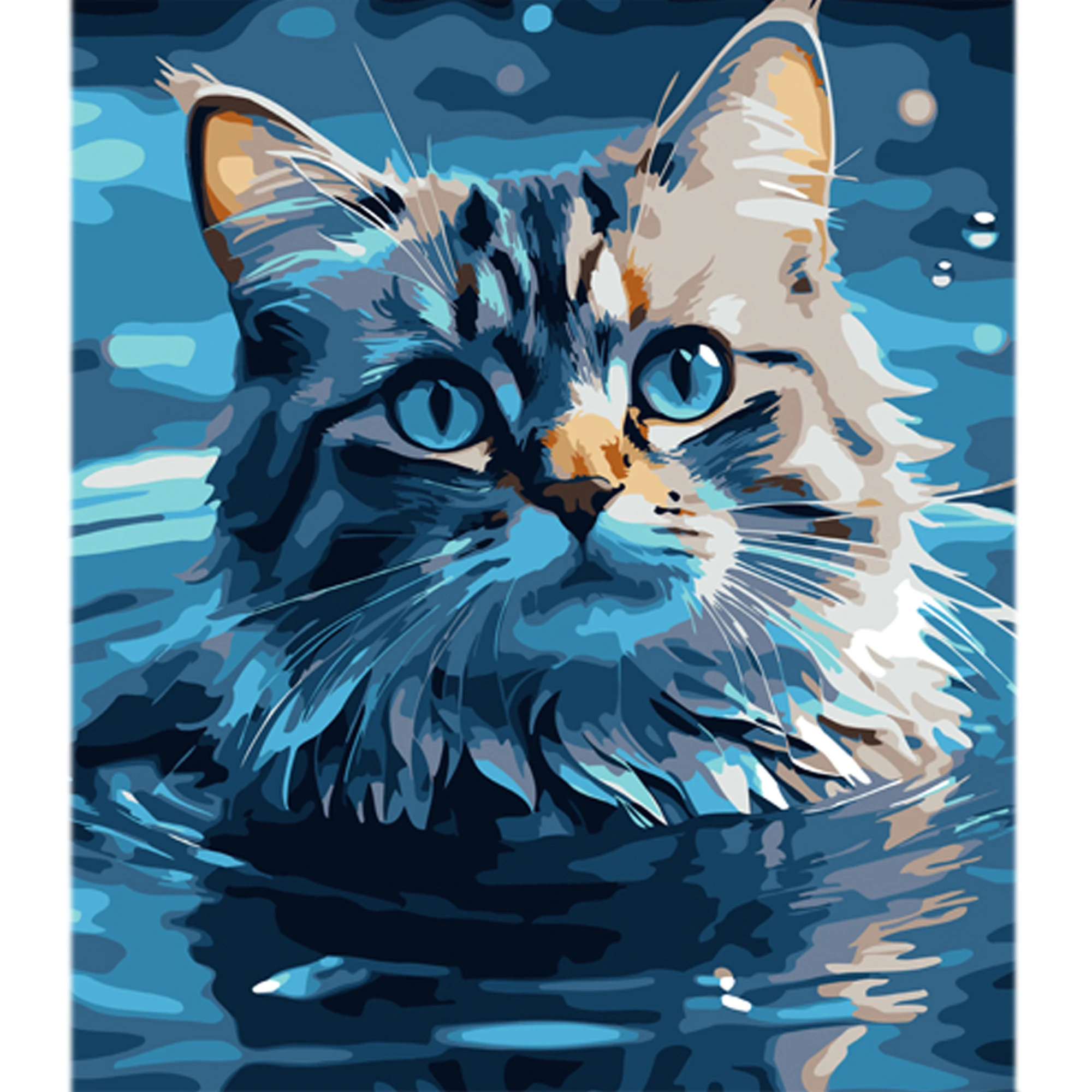 Tablou pe numere 30x40 cm "Pisică în apă"