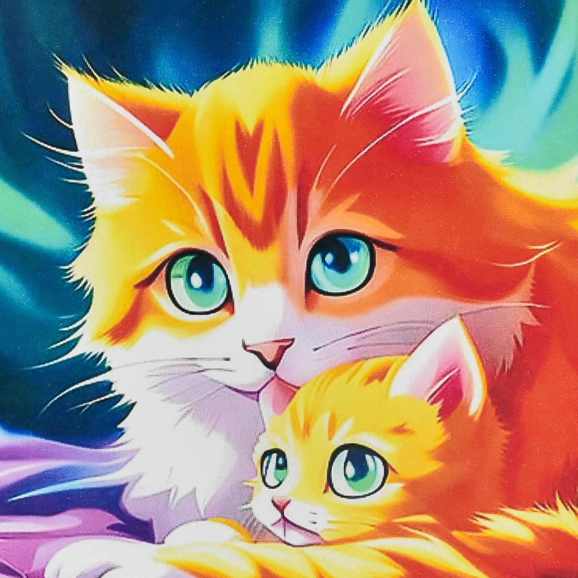 Mozaica cu Diamante 30x30 cm "Familia pisicilor roșcate"