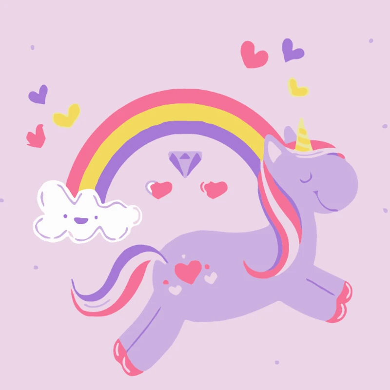 Tablou pe numere 20x20 cm "Unicorn cu curcubeu"