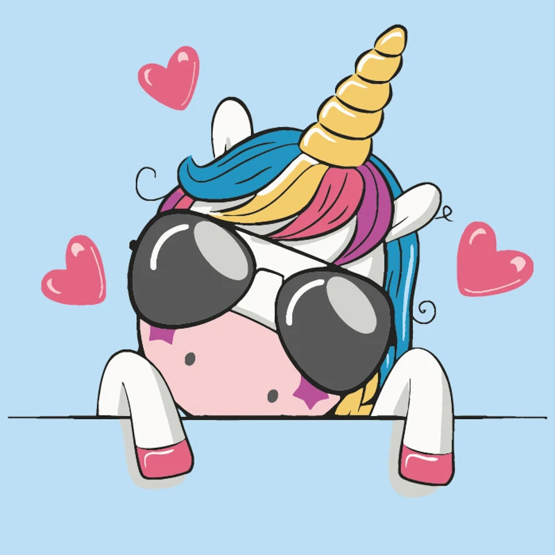 Tablou pe numere 20x20 cm ""Unicorn cu ochelari"