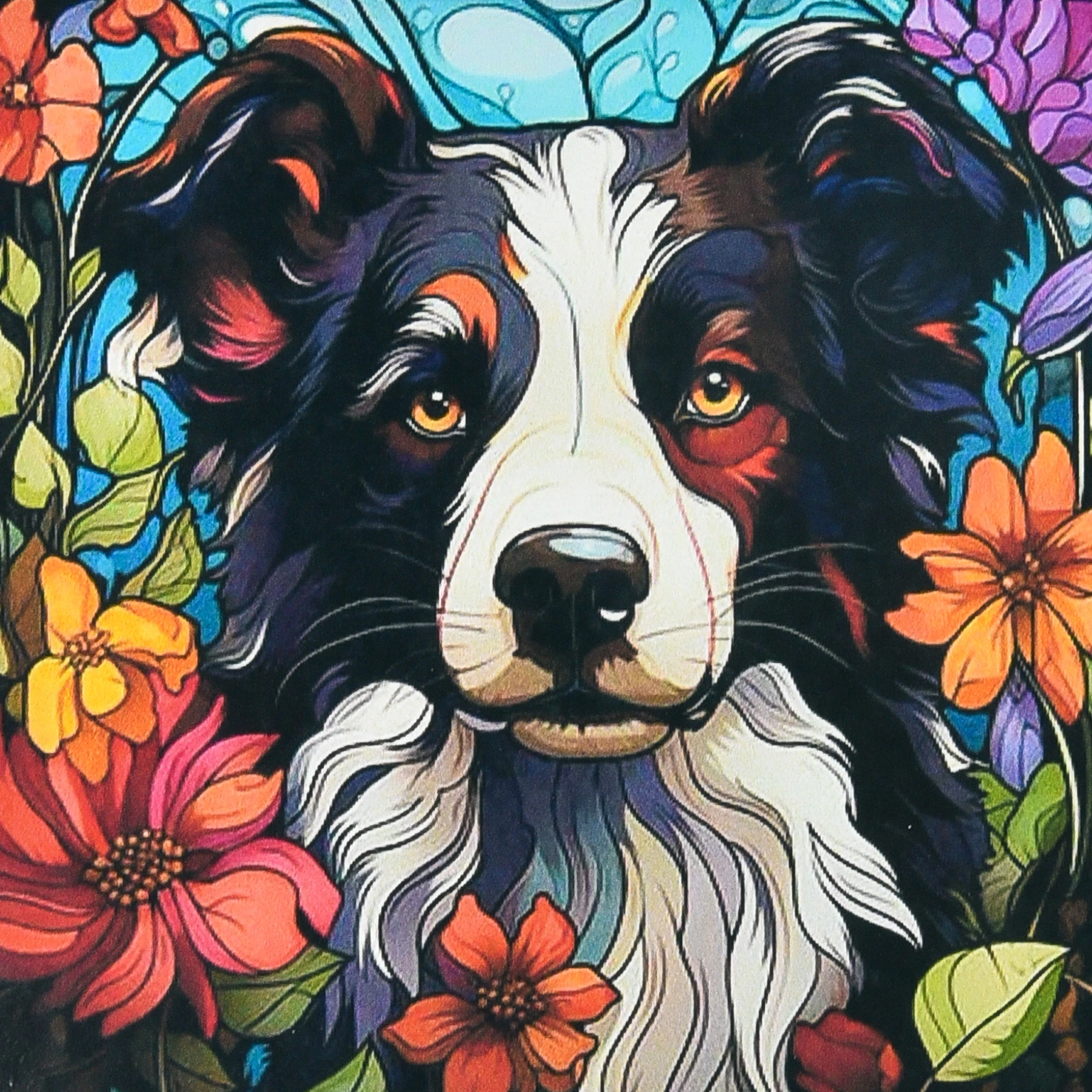 Mozaica cu Diamante 30x30 cm "Câine în lumina florilor"