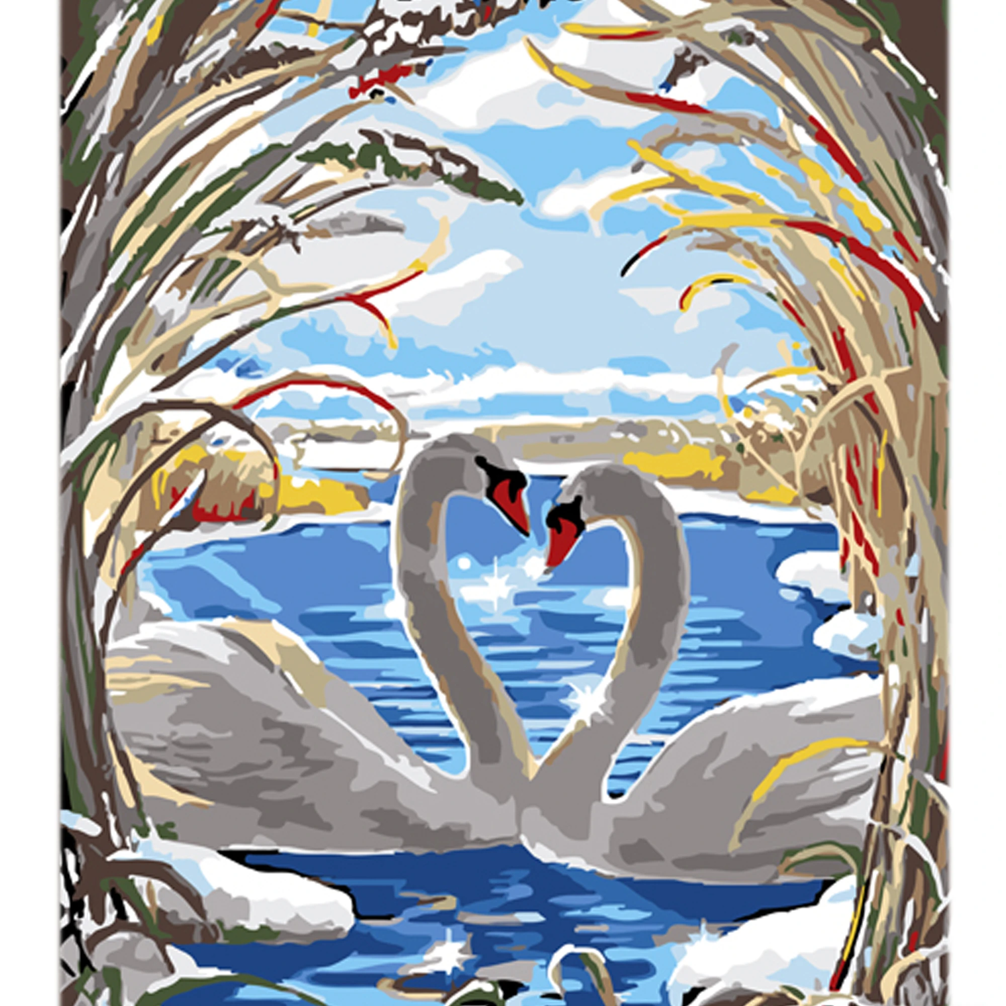 Tablou pe numere 30x40 cm "Dragostea lebedelor"