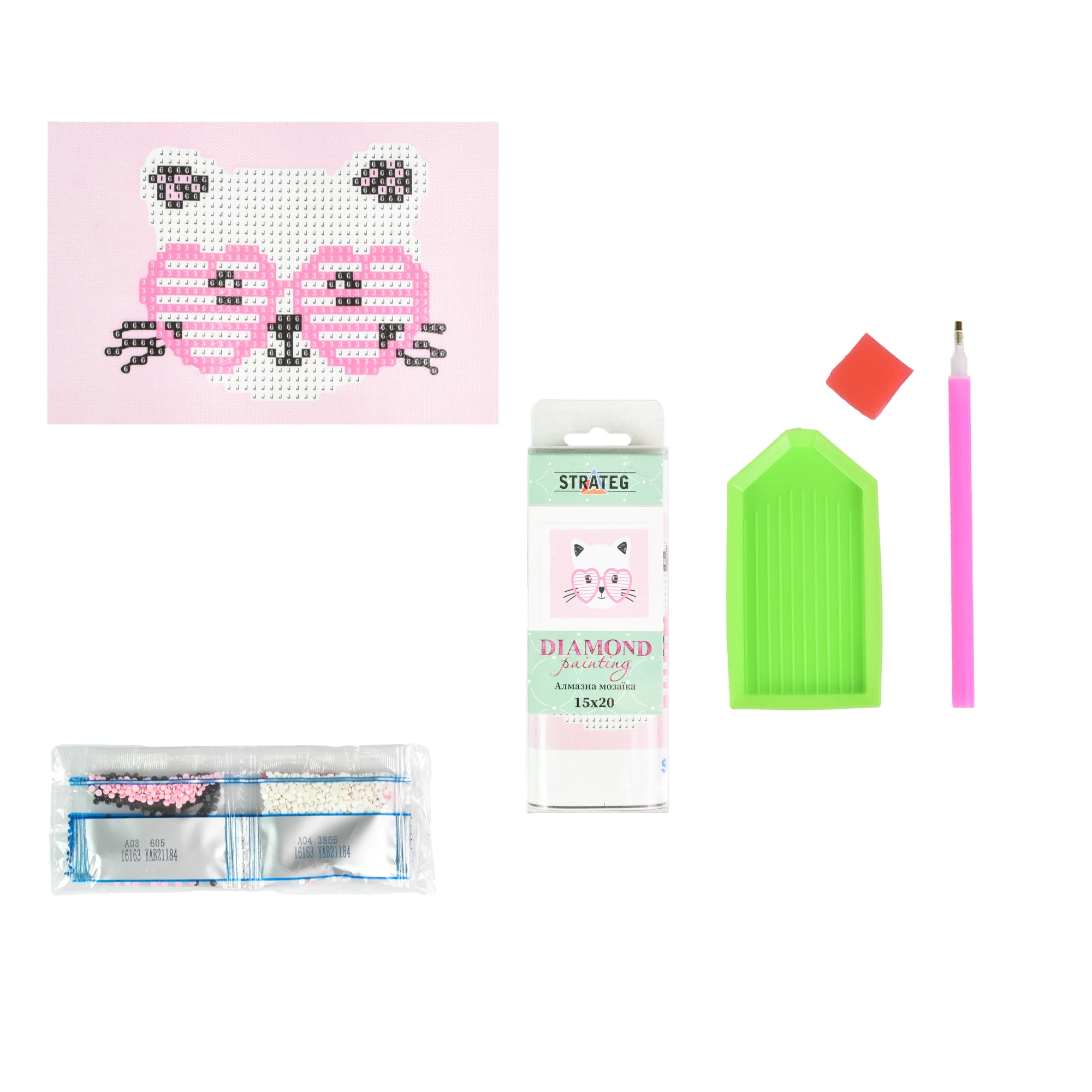 Mozaica cu Diamante 10x15 cm "Pisicuța cu ochelari"