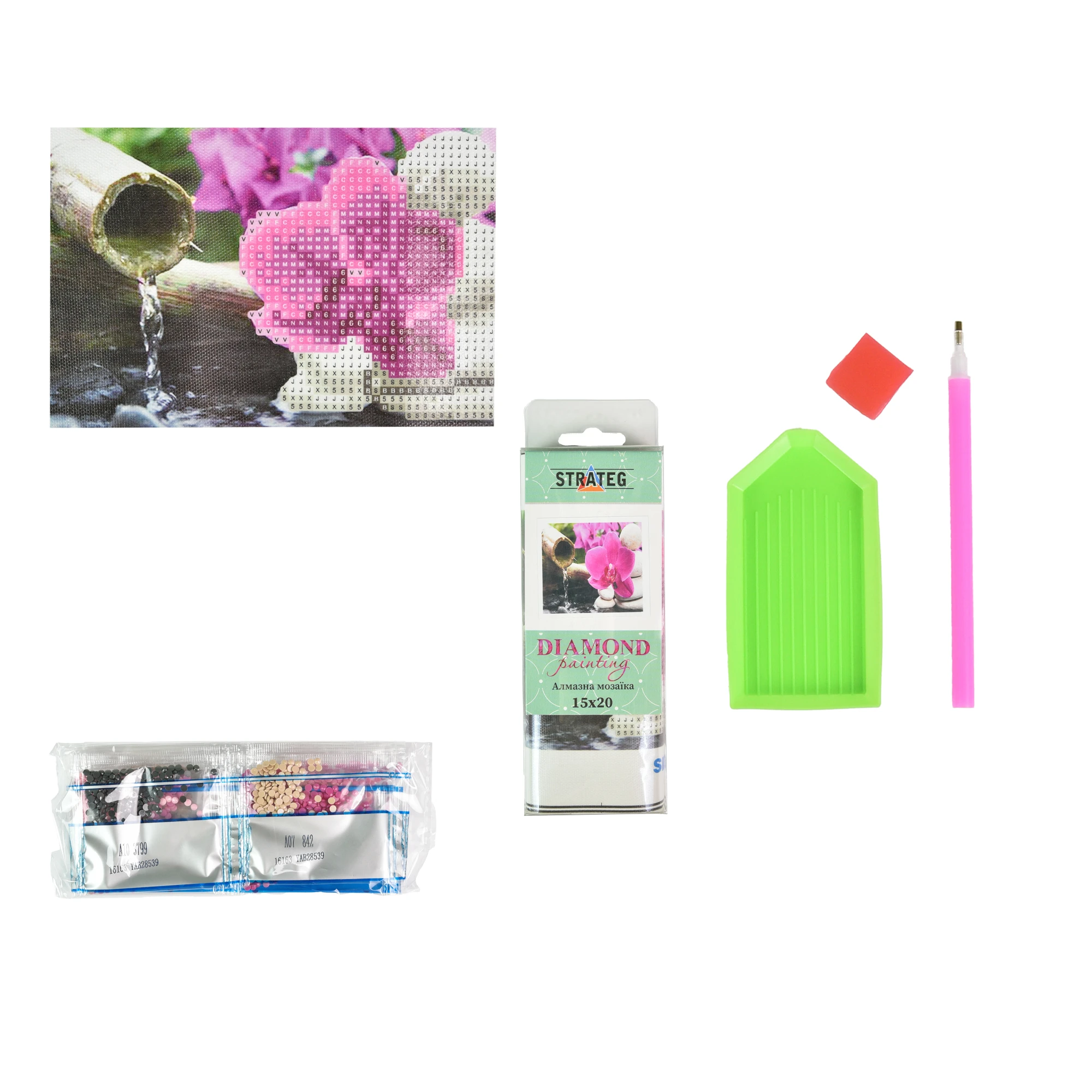 Mozaica cu Diamante 10x15 cm ""Orhidee între pietre"