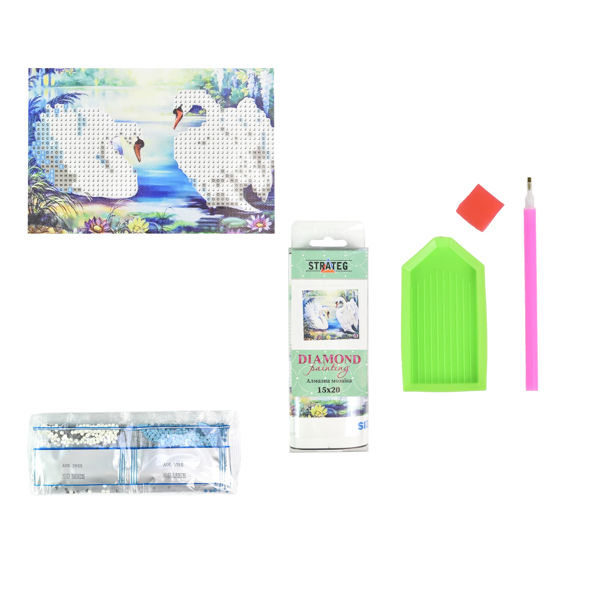 Mozaica cu Diamante 10x15 cm "Lebedele pe apă"