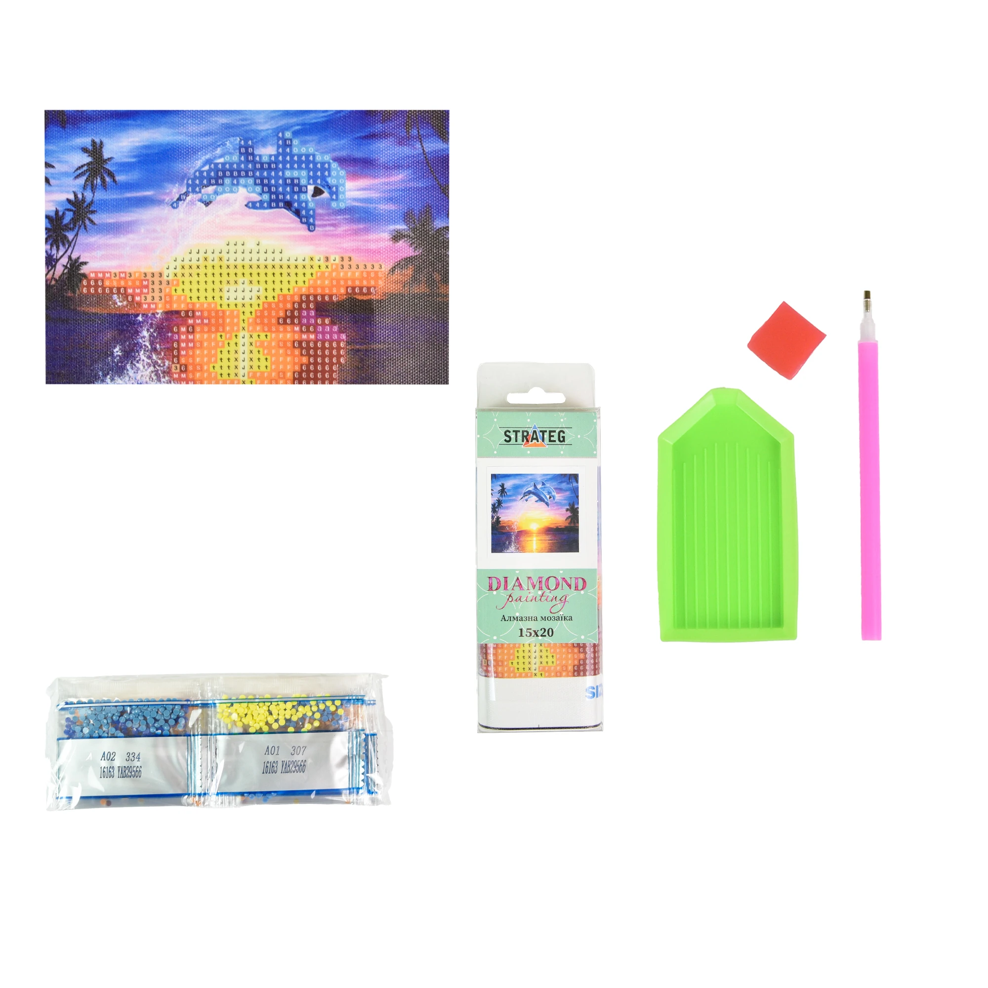 Mozaica cu Diamante 10x15 cm "Delfini la apusul soarelui"