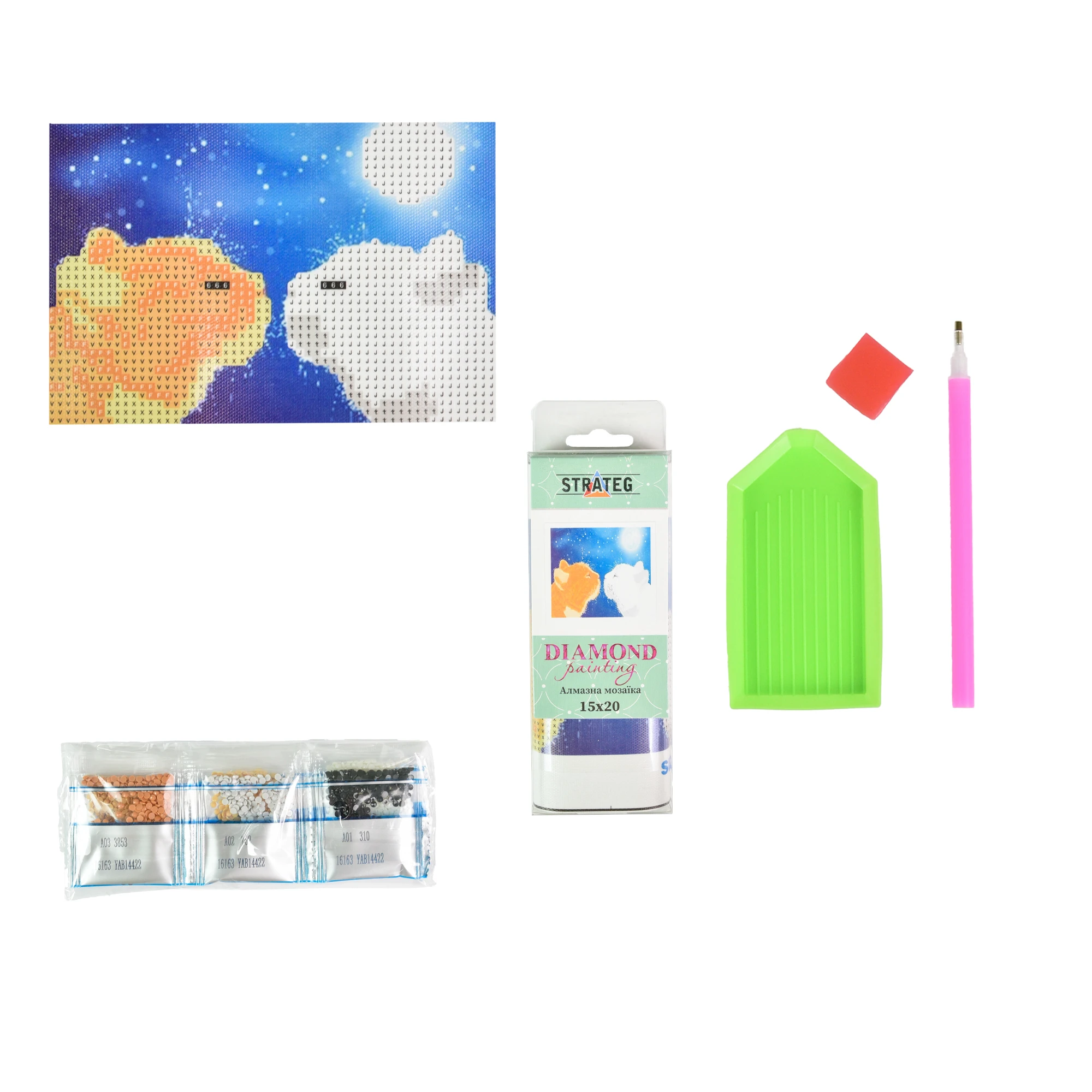 Mozaica cu Diamante 10x15 cm "Cuplu iubitor de pisici"