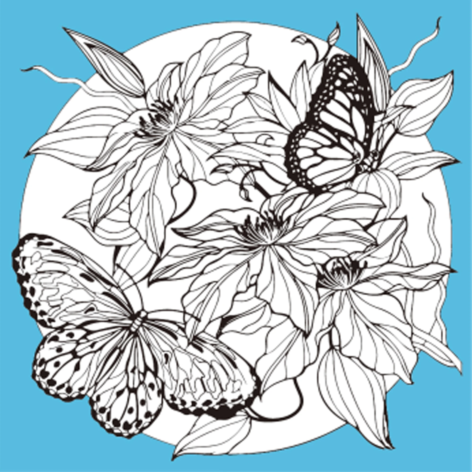 Set de desen Antistress 30x30 cm "Fluturi deasupra florilor"