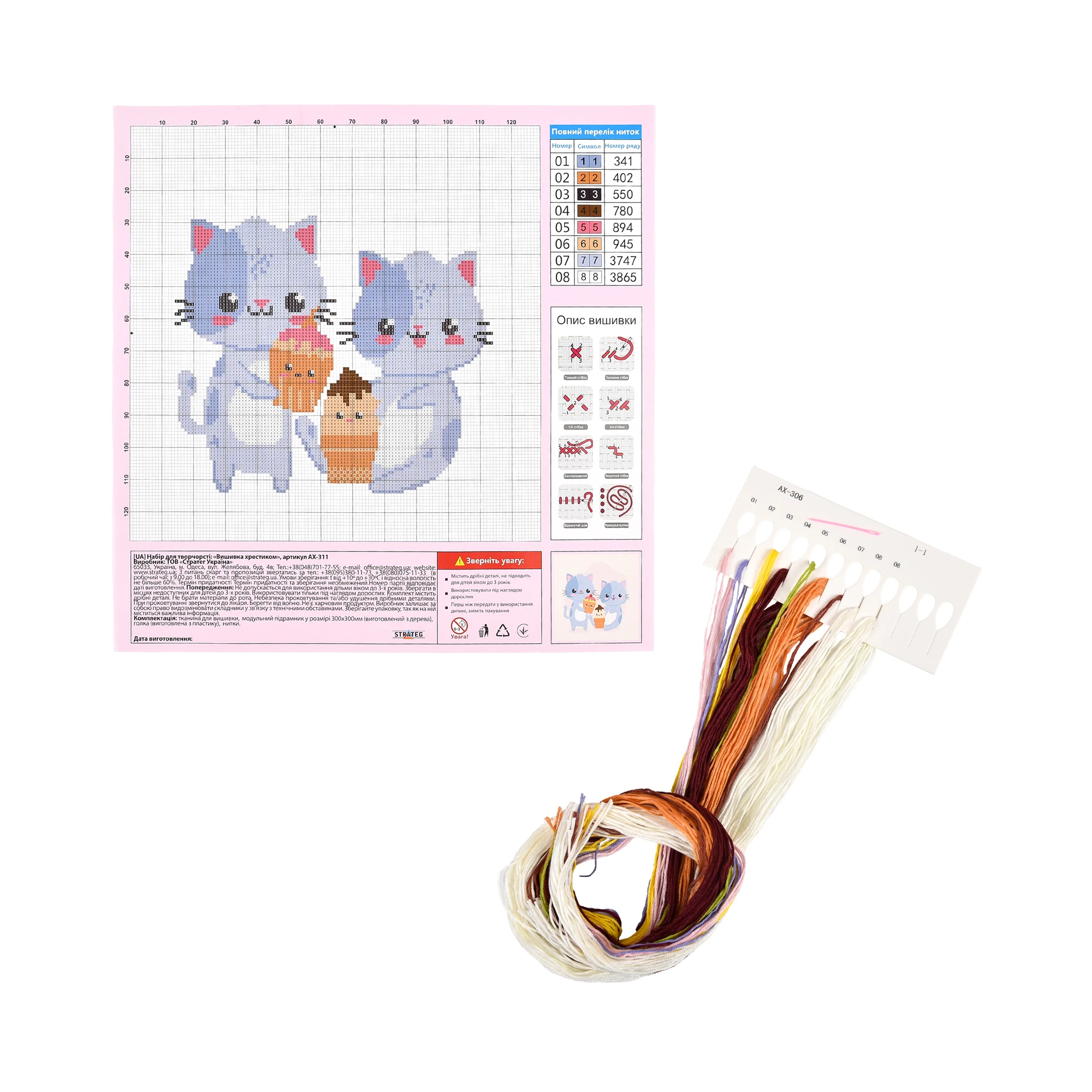 Broderie 30x30 cm "Pisici cu delicatese"