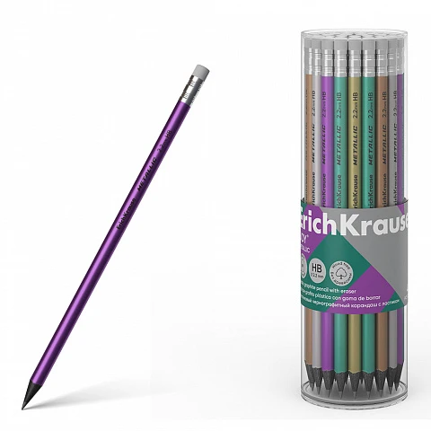 Creion simplu cu radiera Metallic HB