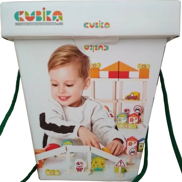 Set de constructie din blocuri de lemn"Turn pu baieti" (55 piese)