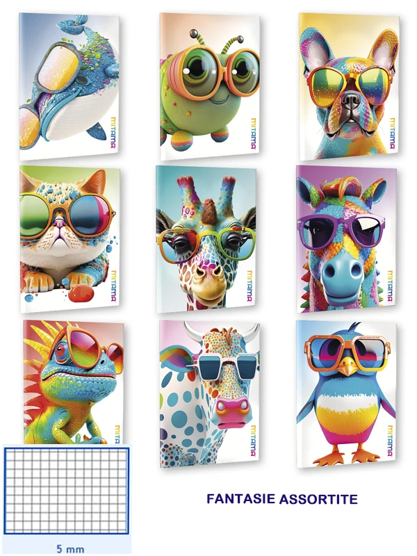 Caiet A4/ ANIMAL EDITION /  42 foi / 80 gr / patratele 5mm